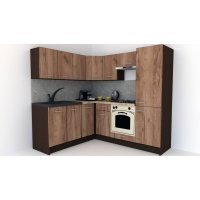 Bucatarie de Colt GENA NEW 7 ST. 180-210, Cu Corp de Cuptor, Wenge / Decor K004